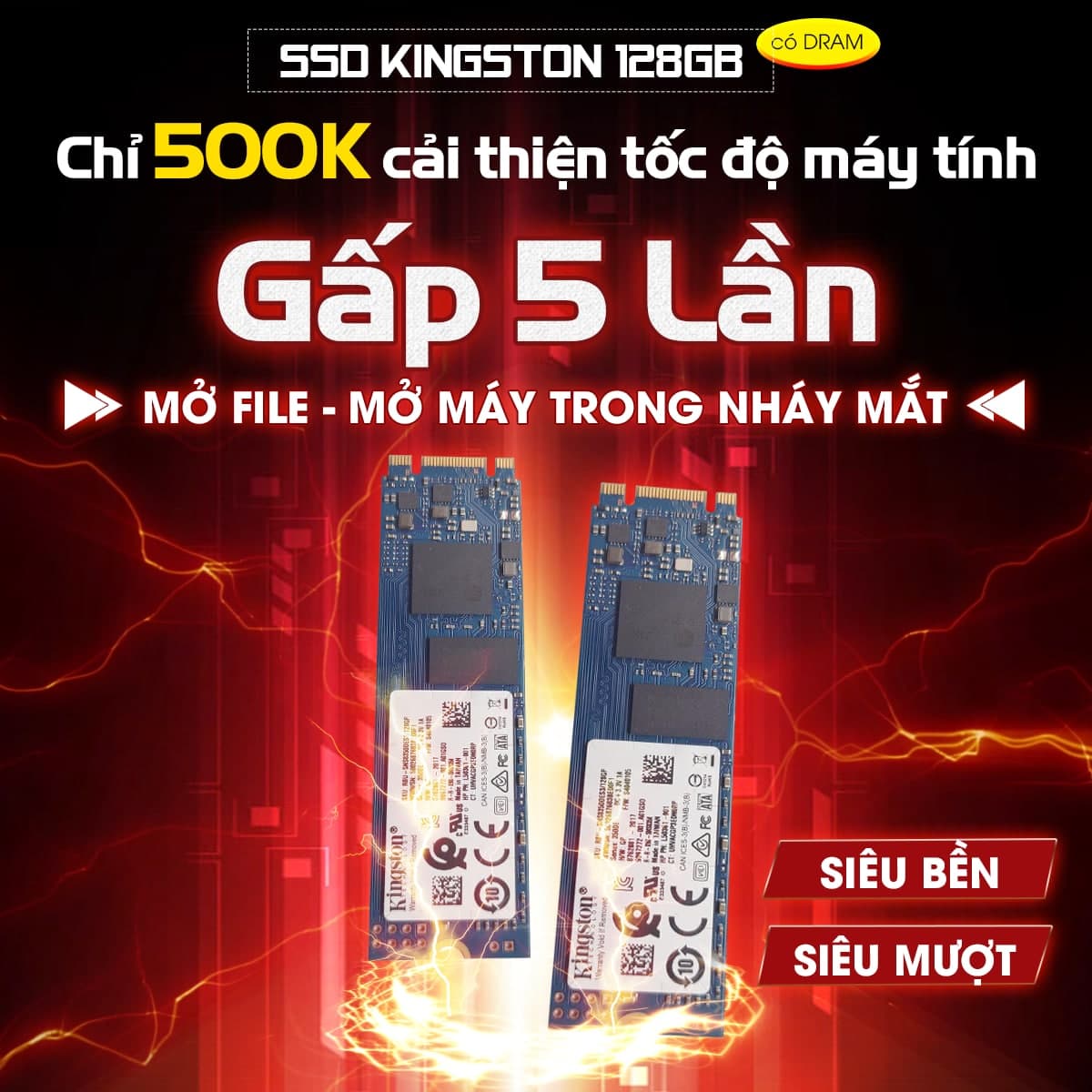 Ổ Cứng SSD 128GB M.2 Sata 2280 Kingston (Có DRAM)2